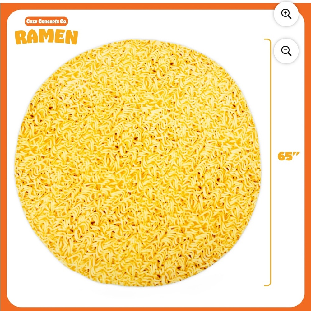 Cozy Concepts Ramen Comfort Blanket - Yellow Noodle Print - Picture 2 of 2